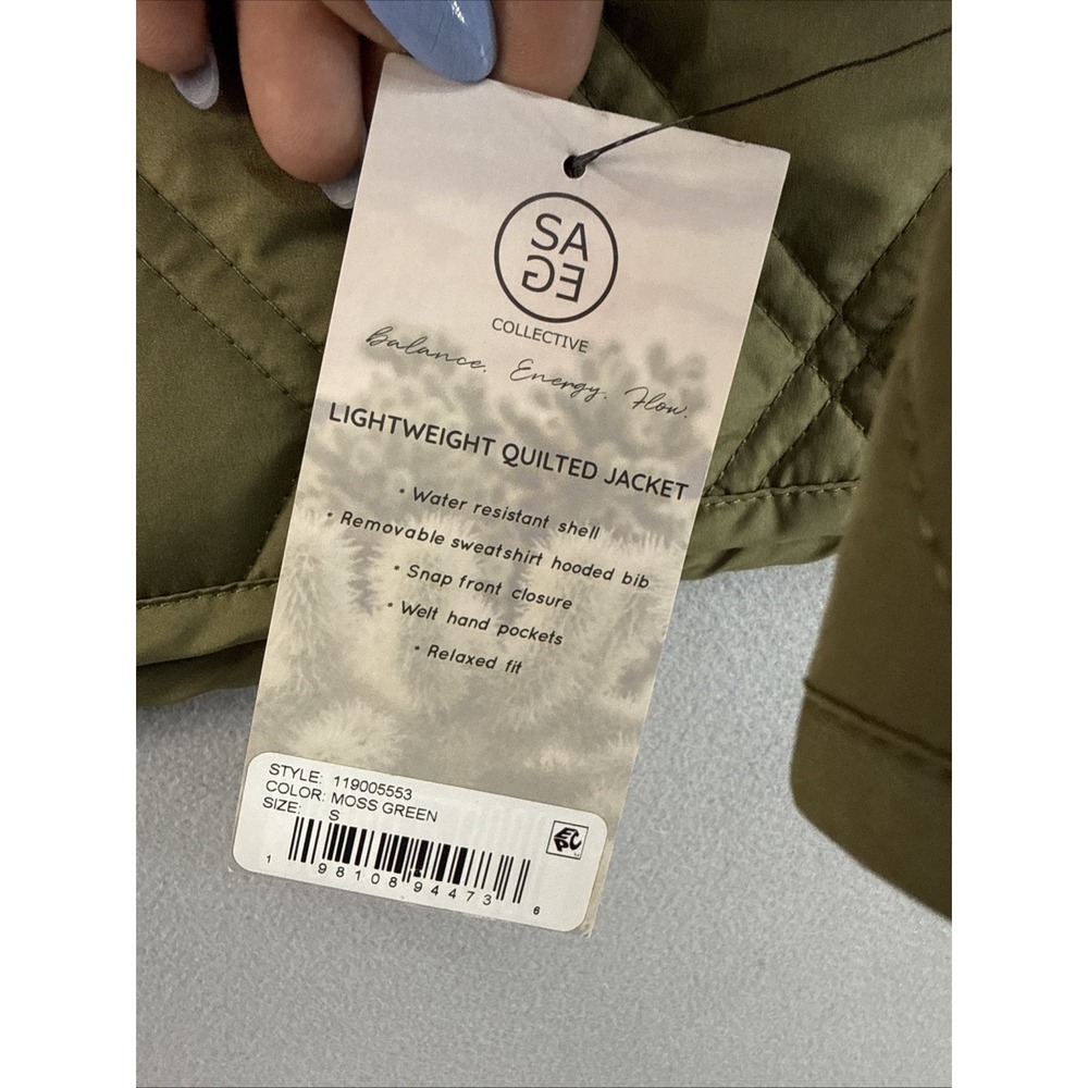 Sage Collection lightweight quilted jacket, women size small, Moss Green, NWT - Picture 8 of 9